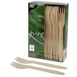 PAPSTAR 100 Gabeln, Holz "pure" 16,5 cm