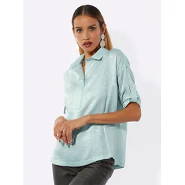 CREATION L Satinbluse kalkmint-silberfarben 40