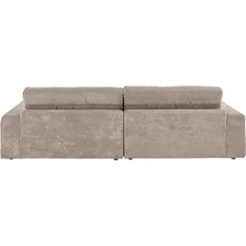 Candy Ecksofa 3C CANDY "Stripes Mega-Sofa, bequem und komfortabel, L-Form", grau (taupe), B:296cm H:83cm T:205cm, 88% Polyester, 12% Polyacryl, Sofas, Ecksofa, Lose Rückenkissen, mit feiner Quersteppung, Cord-Bezug