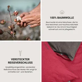 SCHIESSER Doubleface Renforcé rot/anthrazit 155 x 220 cm + 80 x 80 cm