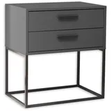 SchlafKONTOR Livetastic Nachtschrank Graphit, Schwarz, Kunststoff, 2 Schubladen 60x65x38.5 cm Schlafzimmer, Nachttische