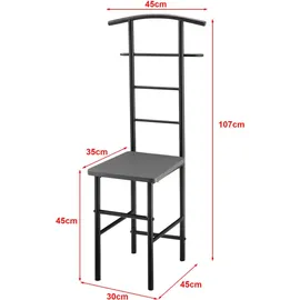 [en.casa] Herrendiener Anaheim 107 x 45 x 45 cm Dunkelgrau