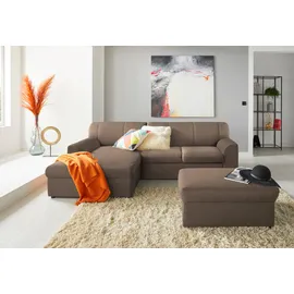 DOMO collection »Topper, elegant und zeitlos, kompaktes Stellmaß 245/155cm, L-Form« mit Recamiere, wahlweise mit Schlaffunktion