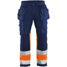 Blåkläder Blaklader 155818118953C52 High Vis Arbeitshose mit Stretch, Marineblau/Orange, Größe C52