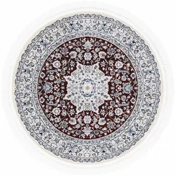 Teppich CARPETFINE "Nain Diane", rot, H:8mm Ø:90cm, Polypropylen, Polyester, Teppiche, Kurzflorteppich, Orient Look