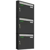 AL Briefkastensysteme Basic 3er Briefkasten RAL 7016 Anthrazit inkl. Zeitungsfach