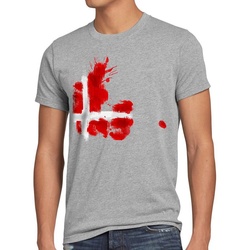 style3 Print-Shirt Herren T-Shirt Flagge Dänemark Fußball Sport Denmark WM EM Fahne grau XXXL