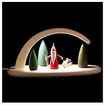 seiffener volkskunst eg schauwerkstatt Leuchterbogen natur LED beleuchtet Weihnachtswichtel HxLxB 13x24x10cm NEU