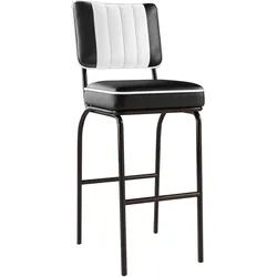 2er-Set Diner Barhocker | Leder | Schwarz | American Barhocker, American Diner Barhocker