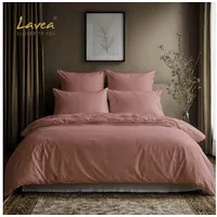 LAVEA Bettwäsche Set Jasmin Rosa 200 x 220 cm + 2 x 80 x 80 cm