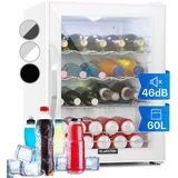 Minibar Weinkühler Getränkekühlschrank Glas 60L LED leise EEK D freistehend weiß