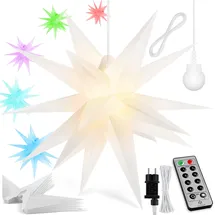 Kesser KESSER® Leuchtstern 3D, LED Weihnachtsstern mit Timer für innen und außen, Adventsstern Beleuchtet hängend Stern + Warmweiß Licht