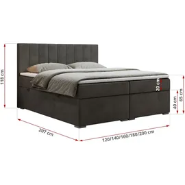 MKS Meble BOXBETT LOPE 160/200 - Dunkelgrau Velvet - H4