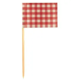 Papstar 200 Deko-Picker 8 cm rot "Vichy Karo"