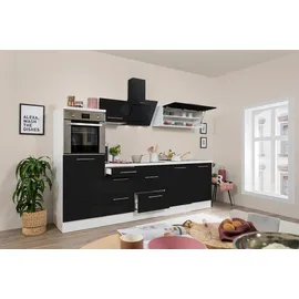 Respekta Küchenzeile Premium 280 cm Schwarz Hochglanz-Weiß