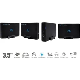 Hurricane GD35612 Externe Festplatte 3,5" USB 3.0 Desktop Speicher mit Netzteil für PC, Laptop, kompatibel mit Windows Mac Linux