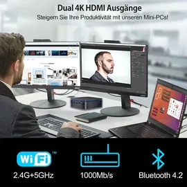 Blackview MP60 Mini PC, Intel 12th Gen N95(up to 3.4GHz) Micro Computer 16GB DDR4 RAM 512GB SSD, Mini Desktop PC 4K@60Hz HD Dual HDMI, Gigabit Ethernet, 5G WiFi/BT/USB3.0 * 2, Business, Heimkino