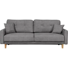 Home Affaire 3-Sitzer HOME AFFAIRE "TRIPLO optionale Schlafsofa mit Bettkasten, Maße B/T/H: 215/100/89 cm", grau, B:215cm H:89cm T:100cm, 100% Polyester, Sofas, Wahlweise Bettfunktion - Liegefläche 145x191 cm, Rücken-, Zierkissen