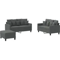 VidaXL 3-tlg. Sofagarnitur mit Kissen Dunkelgrau Stoff