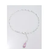 FIRETTI Fußkette mit Anhänger FIRETTI "Schmuck Geschenk Silber 925 Körperschmuck Zehentrenner Singapurkette", bunt (silberfarben, pink), Fußketten, Damen, Silber 925 (Sterlingsilber), mit Zirkonia und pinkfarbenem Lack