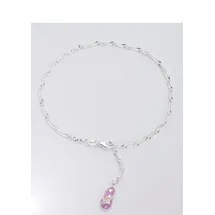 FIRETTI Fußkette mit Anhänger FIRETTI "Schmuck Geschenk Silber 925 Körperschmuck Zehentrenner Singapurkette", bunt (silberfarben, pink), Fußketten, Damen, Silber 925 (Sterlingsilber), mit Zirkonia und pinkfarbenem Lack