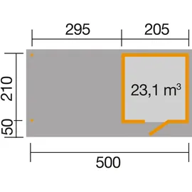 Weka Designhaus wekaLine 172 B 5,00 x 2,10 m anthrazit