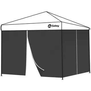 Sekey 2PCS Seitenwände für Pavillon 3x3 Wasserdicht für Pavillon Partyzelt Gartenzelt 3x3m, 1 Fenster 1 Tür, Grau (Schwarz, 2 Türen)