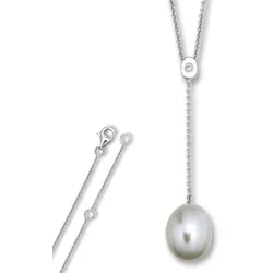 Silberkette ONE ELEMENT "Zirkonia Anker Halskette aus 925 Silber 45 cm", silber, Halsketten, Damen, Silber 925 (Sterlingsilber)-Perlen, Silber 925 (Sterlingsilber), Perlen, perfekt als Geschenk zum Jahrestag oder Geburtstag