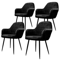 4er Esszimmerstühle Wohnzimmerstühle Stuhl aus Samt Küchenstuhl Set Schwarz