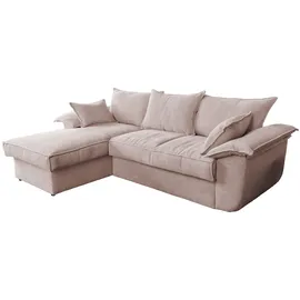KAWOLA Ecksofa DAMETO Pink Cord mit Schlaffunktion