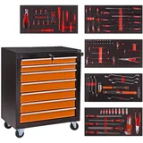 DEMA Werkstattwagen Werkzeugwagen Werkstattrollwagen mit Werkzeug 100-tlg. orange