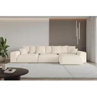 altdecor Ecksofa Cord mit Schlaffunktion 2-Sitzer Beige