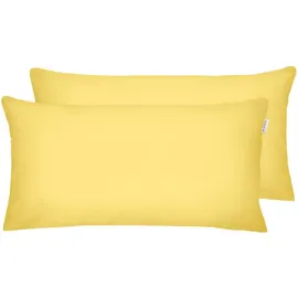 TOM TAILOR Perkal-Kissenhülle, 40x80 cm, 100% Baumwolle/ Perkal, Kissenbezug mit farbiger Paspel und Markenreißverschluss, Gelb (Light Lemon)