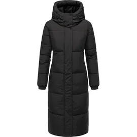 Navahoo Damen langer Wintermantel warmer Steppmantel mit 2-Wege-Reißverschluss und verstellbarer Kapuze Taublüte XIV Black Gr. 5XL - 5XL