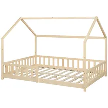 en.casa kids Hausbett Hesel 140 x 200 cm Kiefer natur beige