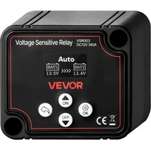 Vevor Trennrelais, 12 V, 140 A, Doppelbatterie Isolator mit LCD-Bildschirm, intelligenter Batterietrennschalter für Lithium- und Blei-Säure-Batterien, für Auto, LKW, Wohnmobil, UTV, ATV, Boot