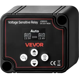 Vevor Trennrelais, 12 V, 140 A, Doppelbatterie Isolator mit LCD-Bildschirm, intelligenter Batterietrennschalter für Lithium- und Blei-Säure-Batterien, für Auto, LKW, Wohnmobil, UTV, ATV, Boot