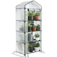 VOUNOT® Gewächshaus Foliengewächshaus, 4 Etagen Treibhaus Gartenhäuschen für Balkon mit 4 Regalebenen, Tomatenhaus Tomatengewächshaus, Weiß 69x49x160cm