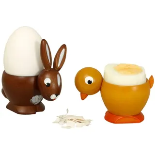 Tischdekoration 2 Eierbecher als Hase und Huhn Höhe 4 cm NEU Frühstückstisch