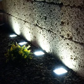 ETC Shop Solarlampe Garten Deko Solarlampen für Außen Wegelampe Bodenleuchte Gartenleuchten Solar mit Erdspieß, Kunststoff Edelstahl, LED kaltweiß, LxBxH 10x10x13 cm,