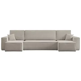 venasi Eckcouch U-Form mit Schlaffunktion und Bettkasten 3-Sitzer Beige