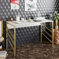 Skye Decor, Tuna- Tuna HDL, Gold,Weiß, Couchtische, 75x120x60 cm, 100% Melaminbeschichtete Partikelplatte