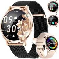 mit Telefonfunktion  Fitnessuhr mit Herzfrequenz Schlafmonitor/Menstruationszyklus, 110+Sportmodi & IP68 Wasserdicht für Android iOS - Schwarz