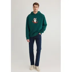 Kapuzenpullover MAVI "XMAS DOG HOODIE", Herren, Gr. L, botanical garden, Stoff, 65% Baumwolle, 35% Polyester, bedruckt, casual, normal normal, Langarm, Pullover, Weihnachtspullover