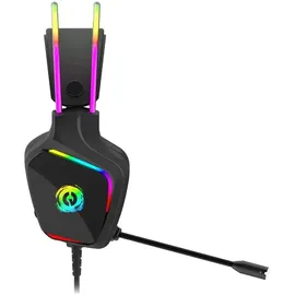 Canyon Darkless GH-9A, RGB aidimams ausin?s with Mikrofonas, Mikrofonas frequency response: 20HZ20KHZ, ABS+ Polyurethanleather, USB*1*3.5MM jack ki... / Schwarz