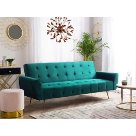Beliani Schlafsofa Samt 3-Sitzer Smaragdgrün