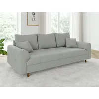 S-style möbel 3-SITZER-SOFA, Hellgrau, Echtholz, Teilmassiv,Buche, Birke, Füllung: Polyetherschaumkern,