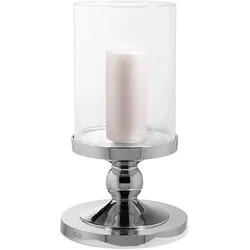 Windlicht FINK "LAMONTE", silber (silberfarben), H:45cm Ø:25cm, Aluminium, Glas, Kerzenhalter, aus Aluminium und Glas