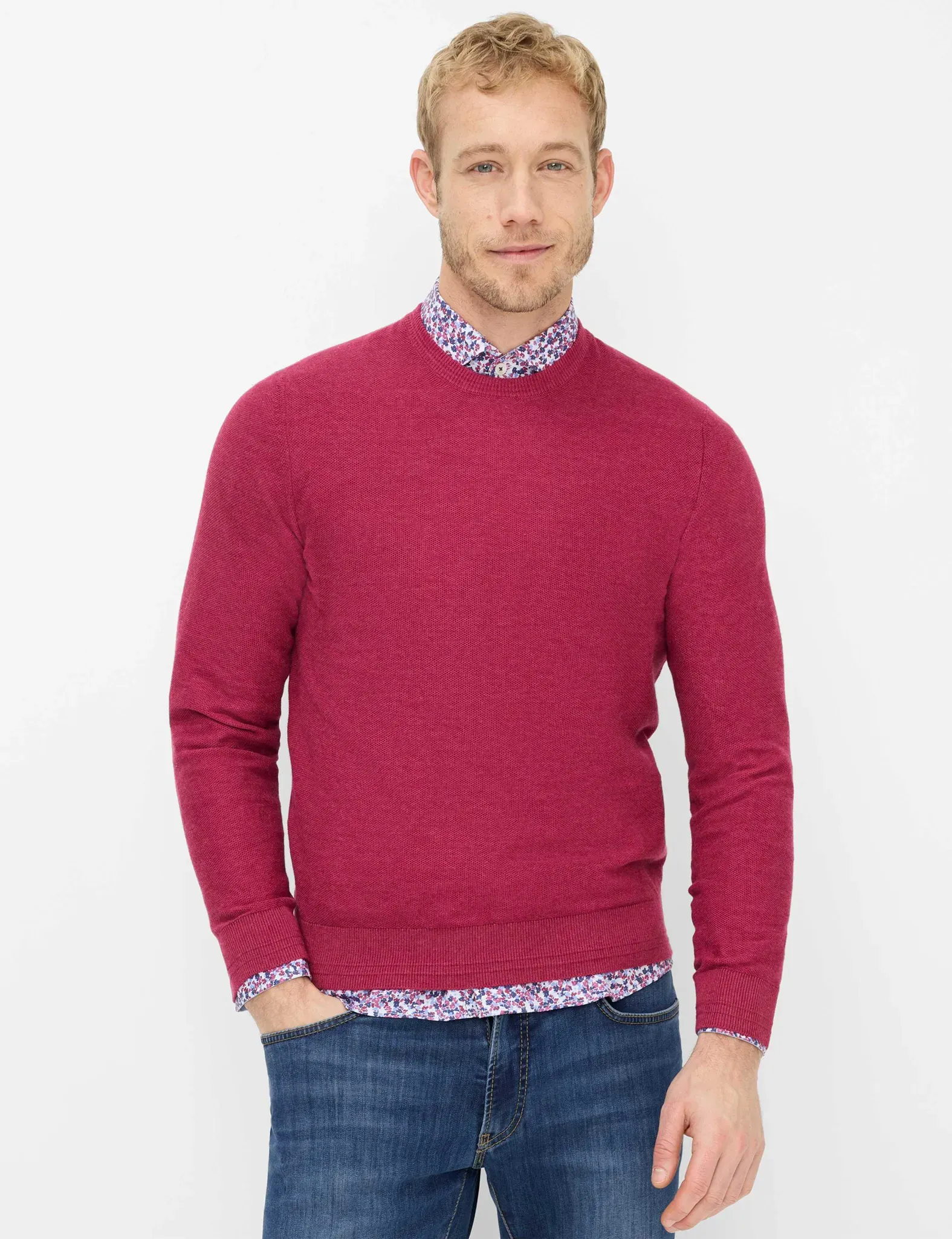 Brax Herren Strickpullover Style RICK magenta, dunkelrot, Gr. XXXL