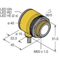 Turck 3080458 Ultraschall-Reflexionstaster T30UXDC PNP, Schließer 1St.